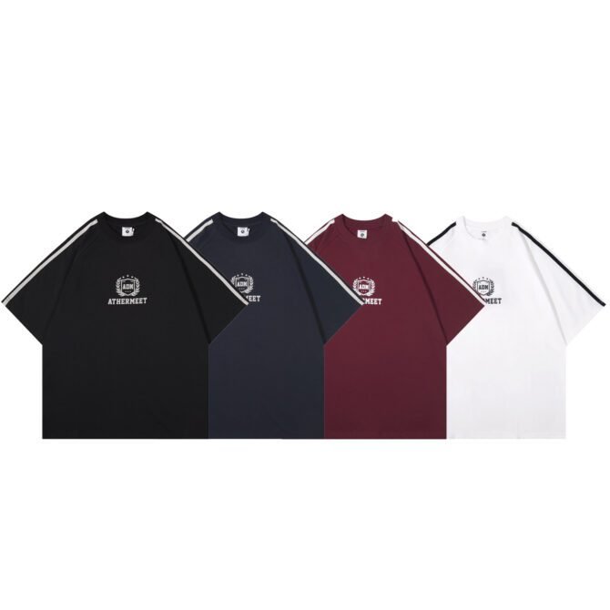 letuswin | 260g New Short-Sleeve Heavyweight | Loose Fit American Striped Print | Streetwear Unisex #82592 - Image 9