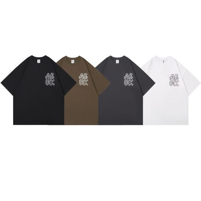 letuswin | SS25 New T-Shirt | Oversized Embroidery with Label Appliqué | 3D Detailing | Casual Short-Sleeve #825110 - Image 10