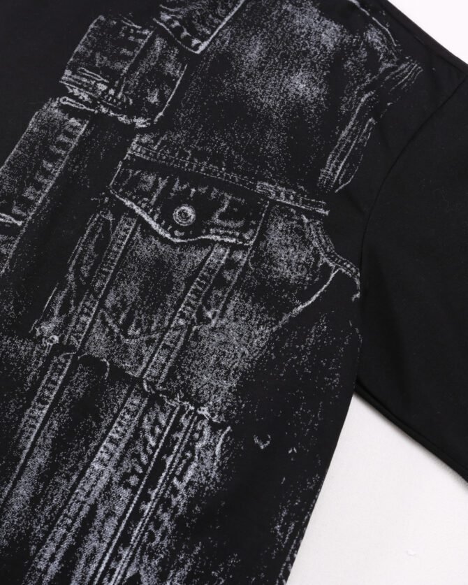 SS25 Streetwear T-Shirt | Loose Fit American Denim Print Retro | Urban Unisex Styling #82578 - Image 9