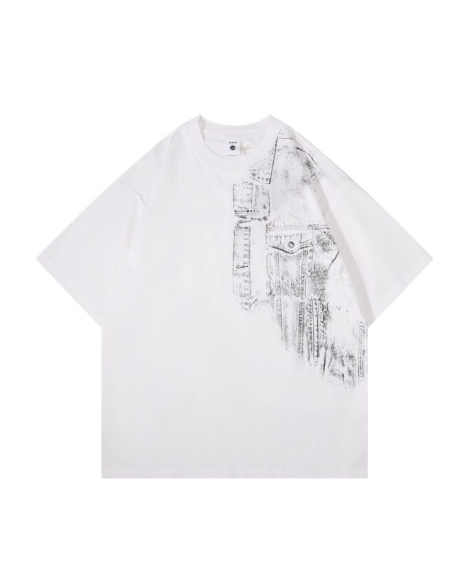 SS25 Streetwear T-Shirt | Loose Fit American Denim Print Retro | Urban Unisex Styling #82578 - Image 13
