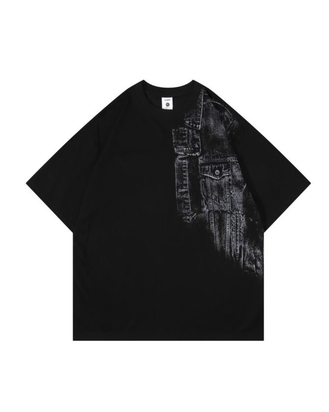 SS25 Streetwear T-Shirt | Loose Fit American Denim Print Retro | Urban Unisex Styling #82578 - Image 6