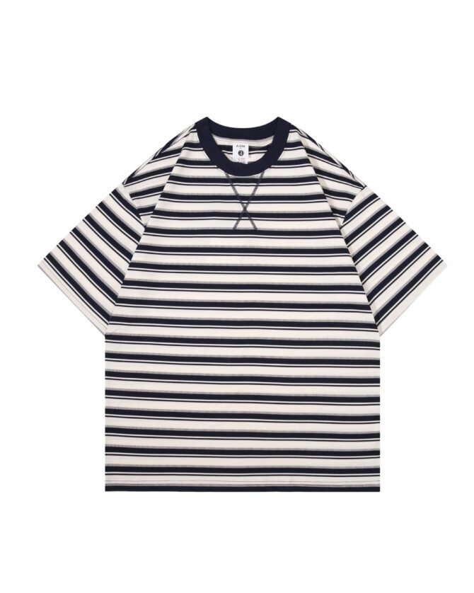 SS25 Heavyweight T-Shirt | Loose Fit Cool-Tech Striped Construction | Streetwear Unisex Matching #82585 - Image 29