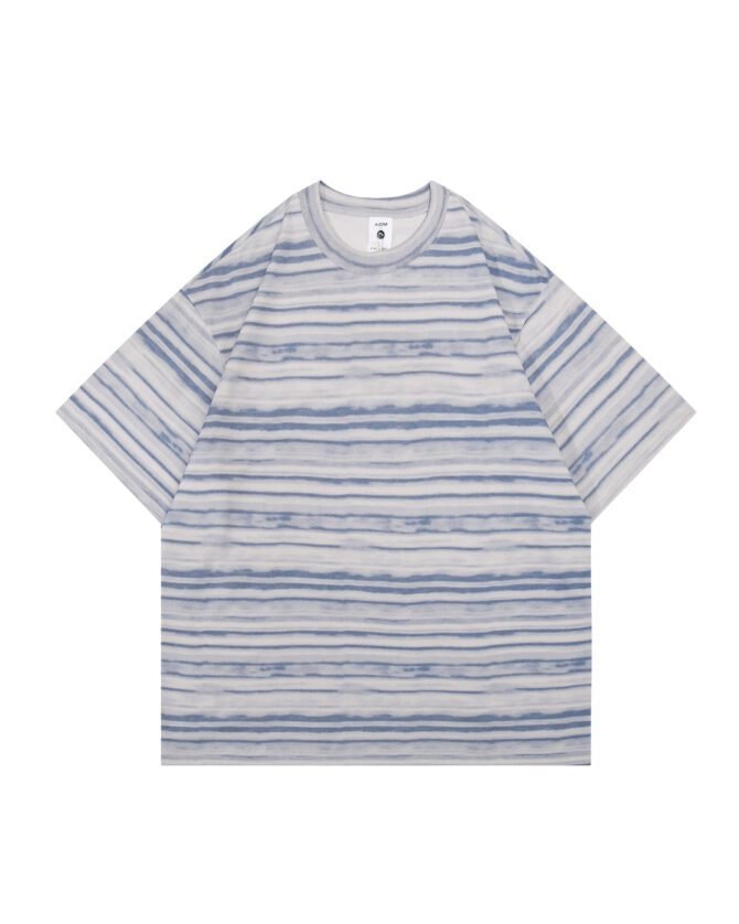 letuswin|Heavyweight Streetwear Tee | Loose Fit High-Street Stripe Patchwork | Office-Ready Unisex #825196 - Image 23