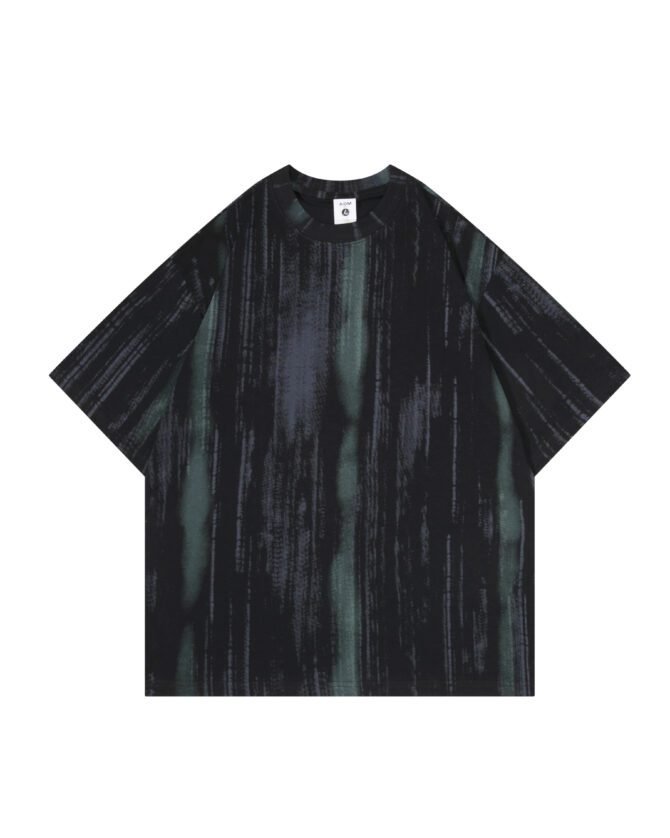 Short-Sleeve Streetwear Tee | Oversized Guochao Mountain Style Fabric Print | Daily Casual Urban Styling   #825107 - Image 9