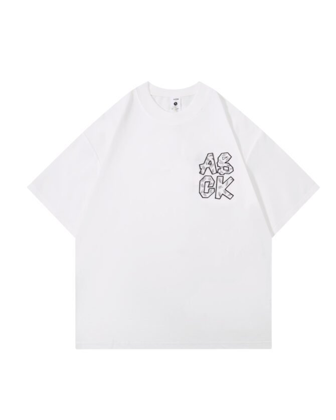 letuswin | SS25 New T-Shirt | Oversized Embroidery with Label Appliqué | 3D Detailing | Casual Short-Sleeve #825110 - Image 25