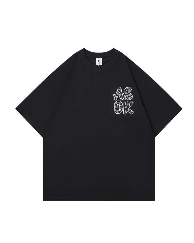 letuswin | SS25 New T-Shirt | Oversized Embroidery with Label Appliqué | 3D Detailing | Casual Short-Sleeve #825110 - Image 32