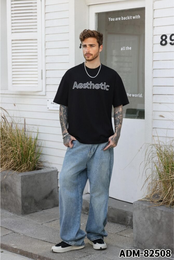 letuswin | SS25 Heavyweight T-Shirt | Loose Fit Guochao Tech Cotton | Printed Design | Gender-Neutral Casual  #82508 - Image 7