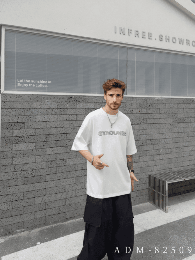 letuswin | Heavyweight Streetwear Tee | Loose Fit High-Street 3D Embroidery | 100% Cotton | Unisex Daily Casual   #82509 - Image 7