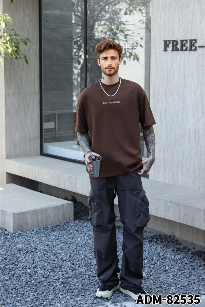 letuswin | SS25 Short-Sleeve Tee | Oversized Printed Structural Design | 100% Cotton | Streetwear Unisex #82535 - Image 3