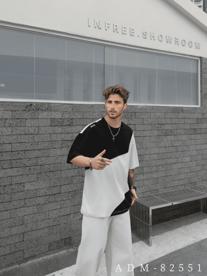 letuswin | 220g Short-Sleeve Streetwear Tee | Oversized Retro Patchwork | 100% Cotton | Sportswear Unisex  #82551