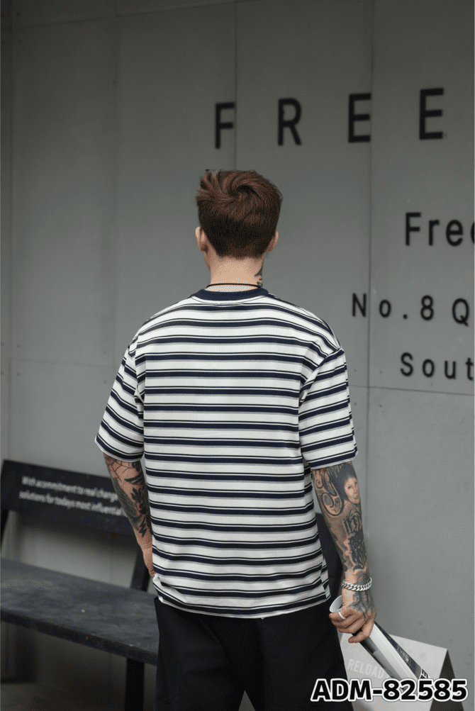 SS25 Heavyweight T-Shirt | Loose Fit Cool-Tech Striped Construction | Streetwear Unisex Matching #82585 - Image 4