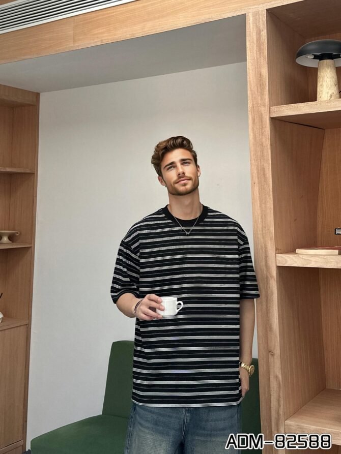 letuswin | Streetwear New Release | Heavyweight Loose Fit 3D Striped Tee | Sportswear Guochao Unisex Set #82588 - Image 5