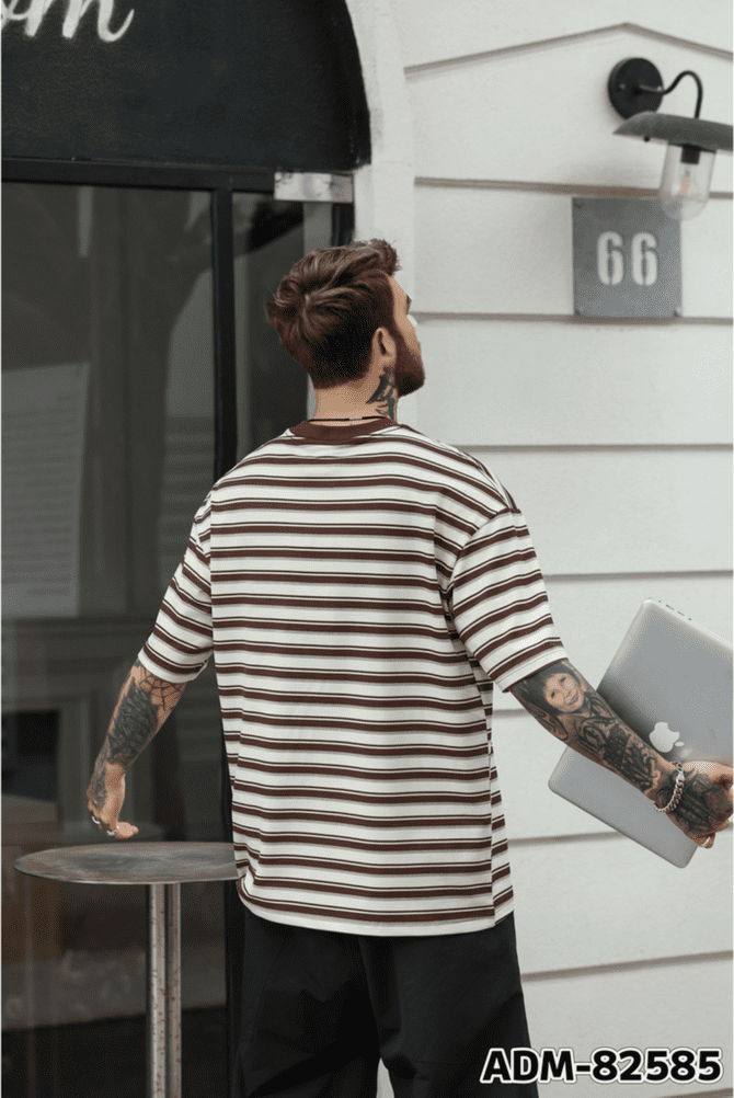 SS25 Heavyweight T-Shirt | Loose Fit Cool-Tech Striped Construction | Streetwear Unisex Matching #82585 - Image 7
