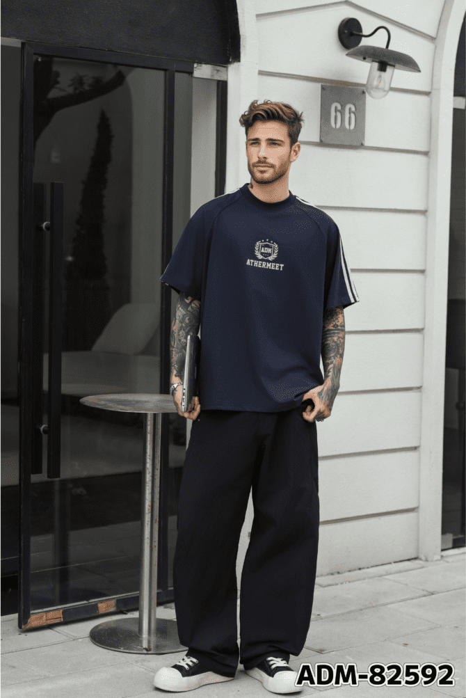letuswin | 260g New Short-Sleeve Heavyweight | Loose Fit American Striped Print | Streetwear Unisex #82592
