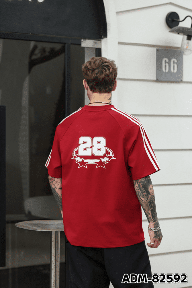letuswin | 260g New Short-Sleeve Heavyweight | Loose Fit American Striped Print | Streetwear Unisex #82592 - Image 4