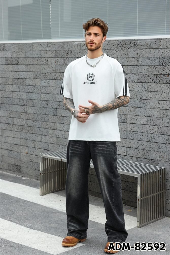 letuswin | 260g New Short-Sleeve Heavyweight | Loose Fit American Striped Print | Streetwear Unisex #82592 - Image 7