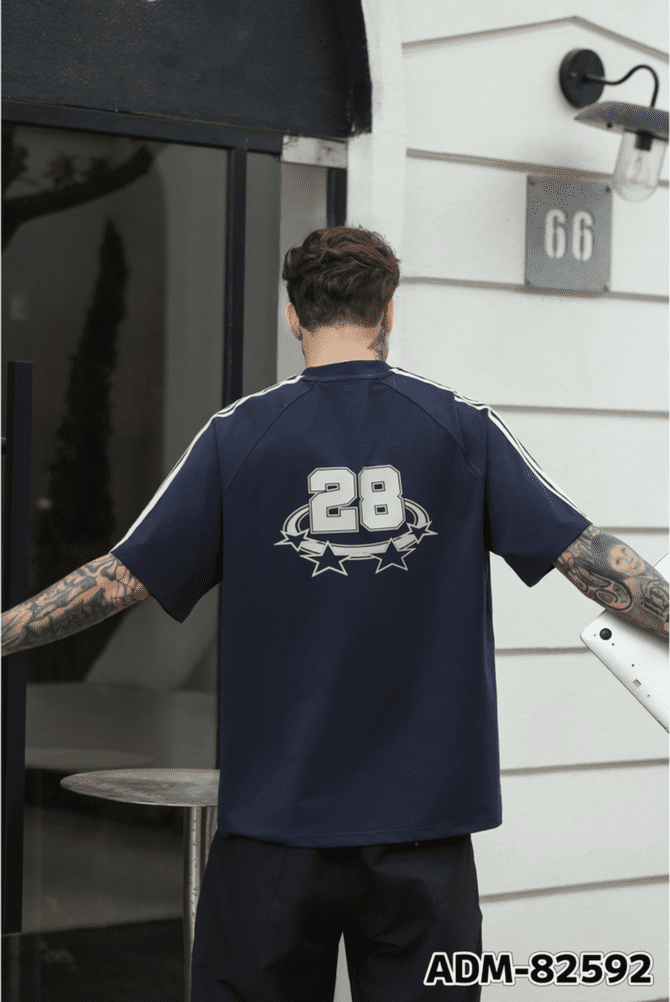 letuswin | 260g New Short-Sleeve Heavyweight | Loose Fit American Striped Print | Streetwear Unisex #82592 - Image 2