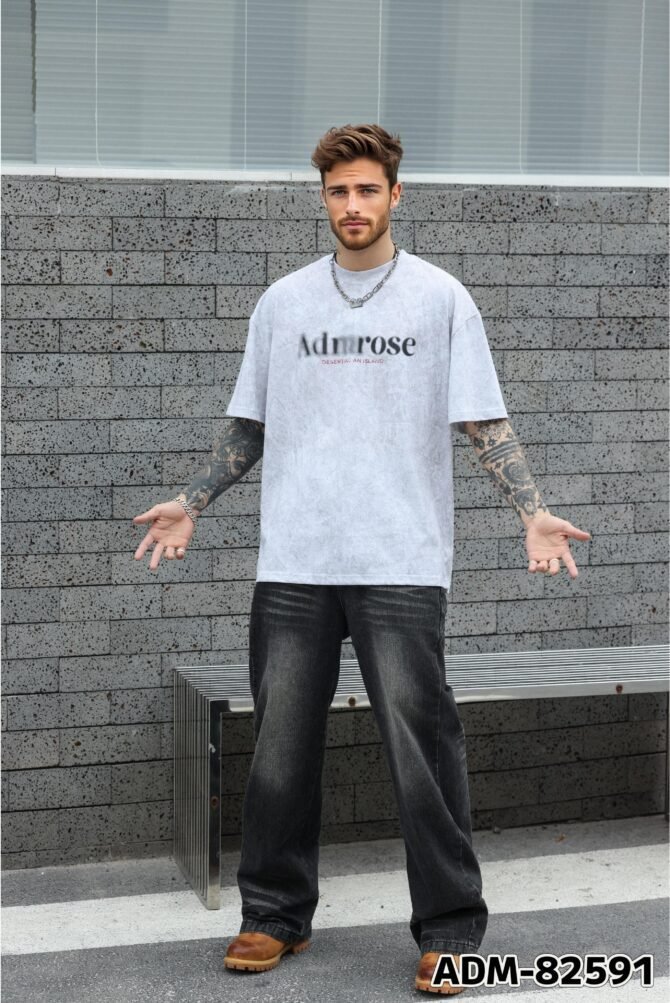 letuswin | 260g New Streetwear Tee | Loose Fit Guochao Washed Dotted Print | Daily Casual Unisex  #82591 - Image 3
