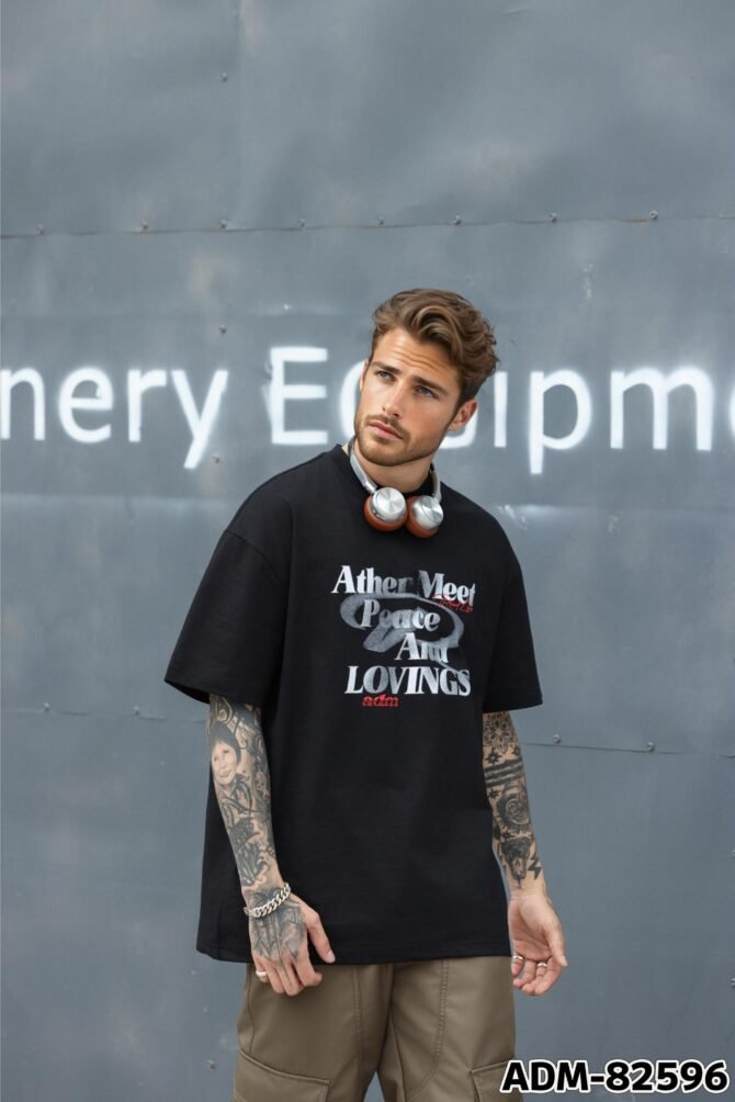 letuswin | SS25 Streetwear T-Shirt | Loose Fit Badge Print | Tech Cotton | Daily Casual Unisex  #82596 - Image 2