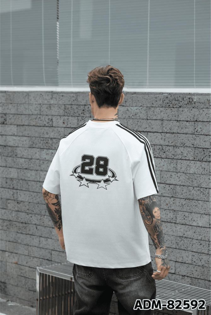letuswin | 260g New Short-Sleeve Heavyweight | Loose Fit American Striped Print | Streetwear Unisex #82592 - Image 8