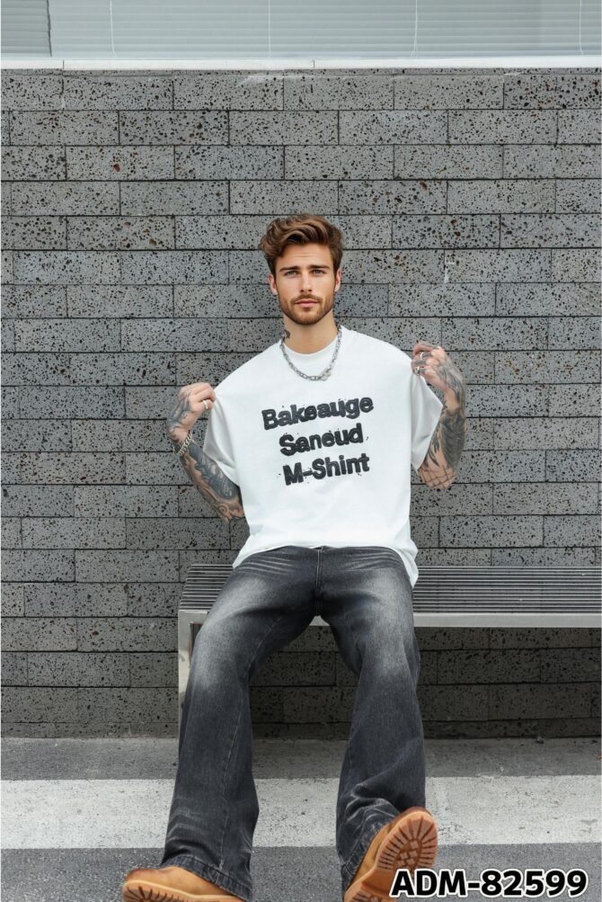 letuswin | SS25 Heavyweight T-Shirt | Oversized High-Street Coating Print | Tech Cotton | Casual Unisex  #82599 - Image 4