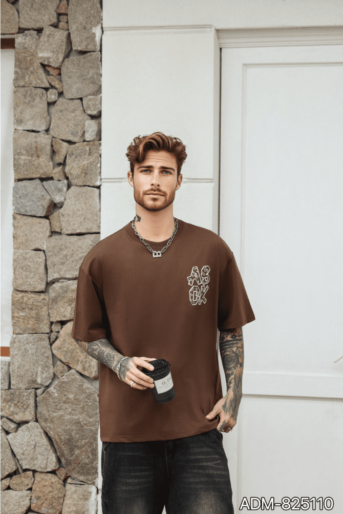 letuswin | SS25 New T-Shirt | Oversized Embroidery with Label Appliqué | 3D Detailing | Casual Short-Sleeve #825110 - Image 4