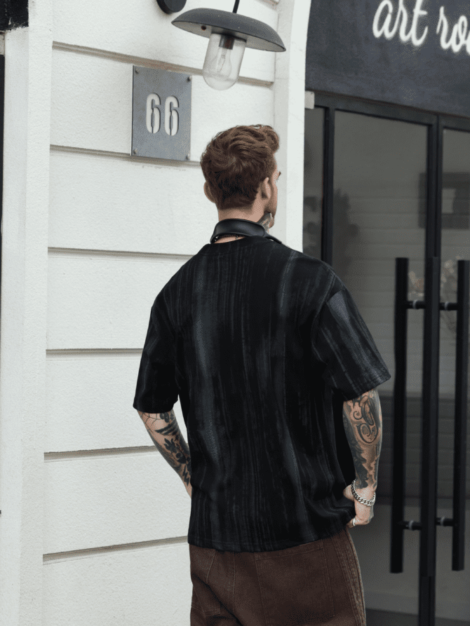 Short-Sleeve Streetwear Tee | Oversized Guochao Mountain Style Fabric Print | Daily Casual Urban Styling   #825107 - Image 2