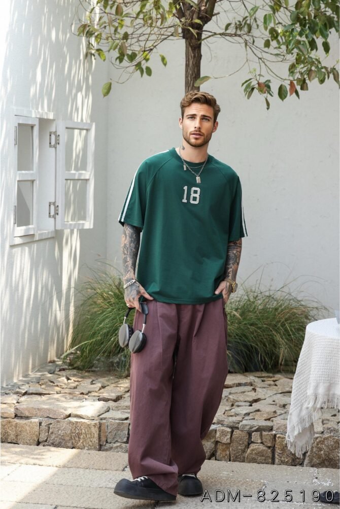 letuswin|New Oversized Stripe Tee | American Embroidery Design | Outdoor Unisex Matching #825190 - Image 3