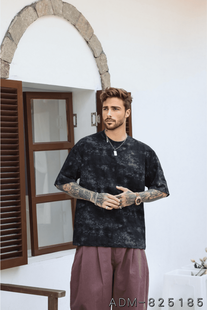 letuswin|New Streetwear Short-Sleeve | Loose Fit Bamboo Cotton Premium | Mountain Print Outdoor Casual #825185 - Image 2