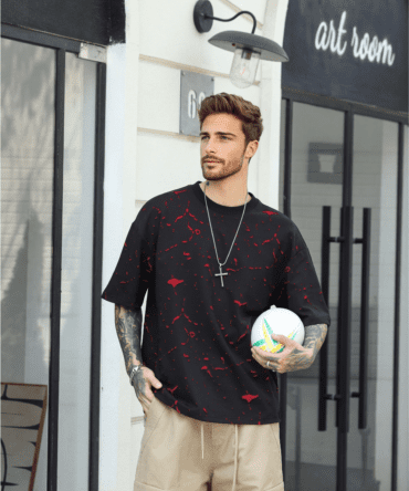 letuswin|SS25 Heavyweight New | Loose Fit Dual-Tone Guochao Burnout Coating | Streetwear Daily Essential #825197