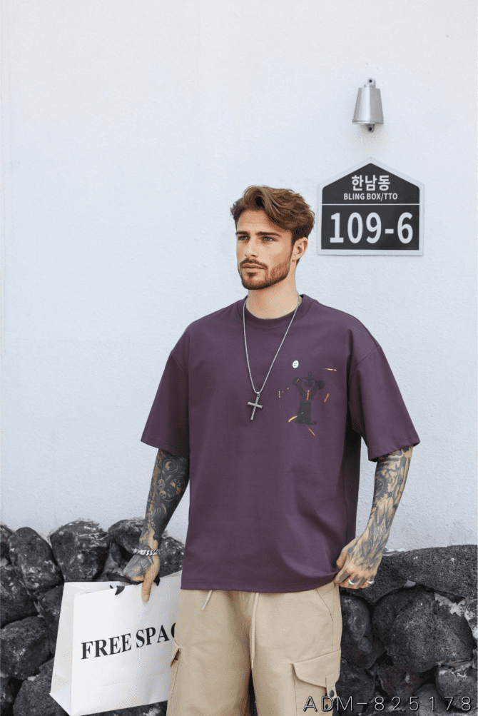 letuswin|SS25 Washed Vintage Tee | Loose Fit Distressed Finish | Sportswear Daily Styling #825178