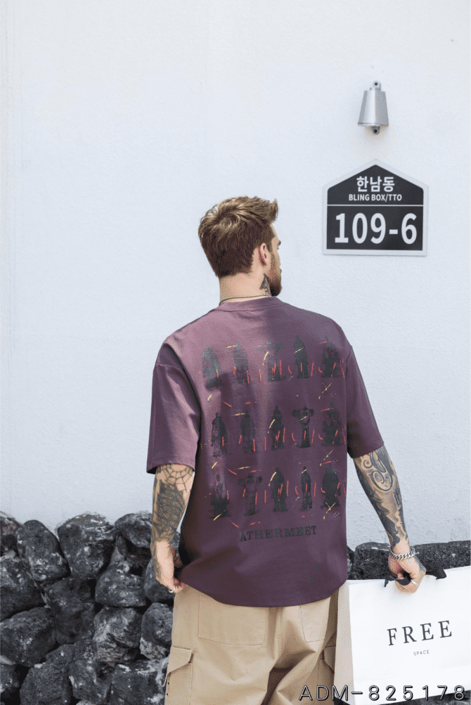 letuswin|SS25 Washed Vintage Tee | Loose Fit Distressed Finish | Sportswear Daily Styling #825178 - Image 2