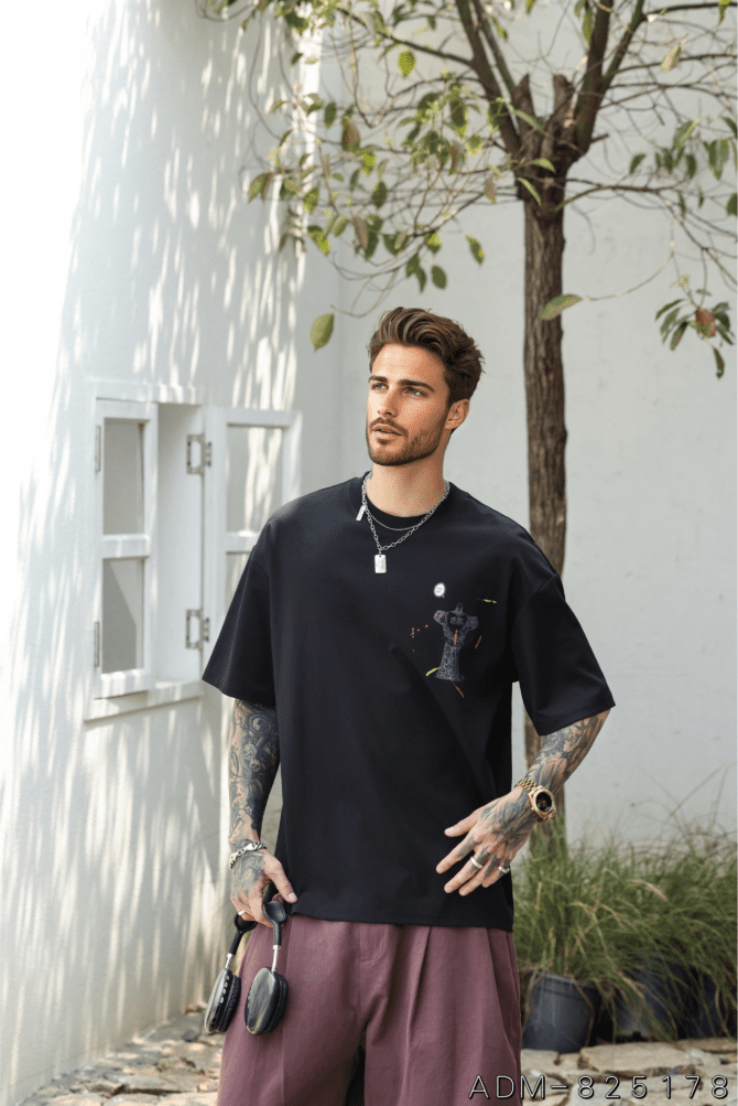 letuswin|SS25 Washed Vintage Tee | Loose Fit Distressed Finish | Sportswear Daily Styling #825178 - Image 5