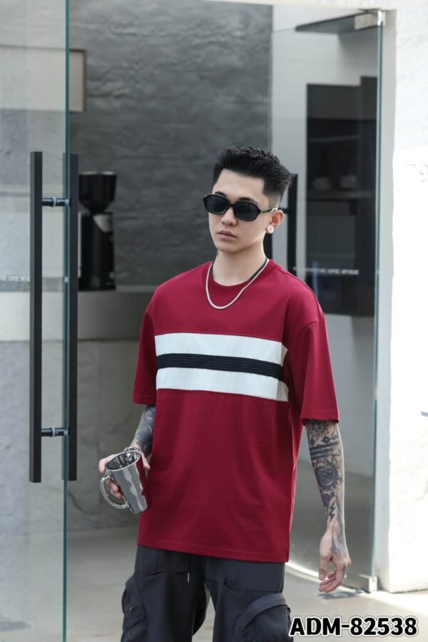ADM New Contrast Panel Tape Trim T-shirt 82538 - 200gsm Premium Cotton | Streetwear Wholesale (4 Colors) - Image 11
