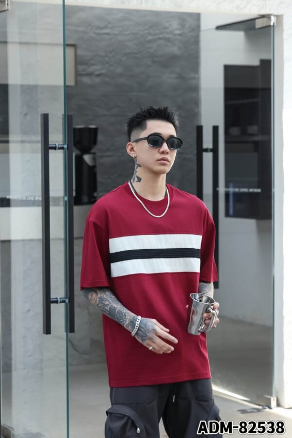 ADM New Contrast Panel Tape Trim T-shirt 82538 - 200gsm Premium Cotton | Streetwear Wholesale (4 Colors) - Image 9