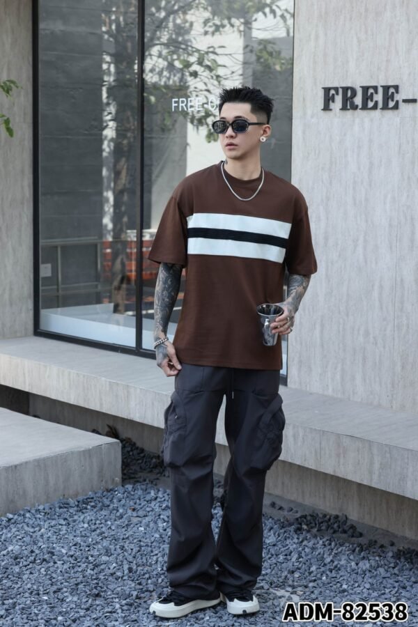 ADM New Contrast Panel Tape Trim T-shirt 82538 - 200gsm Premium Cotton | Streetwear Wholesale (4 Colors) - Image 8