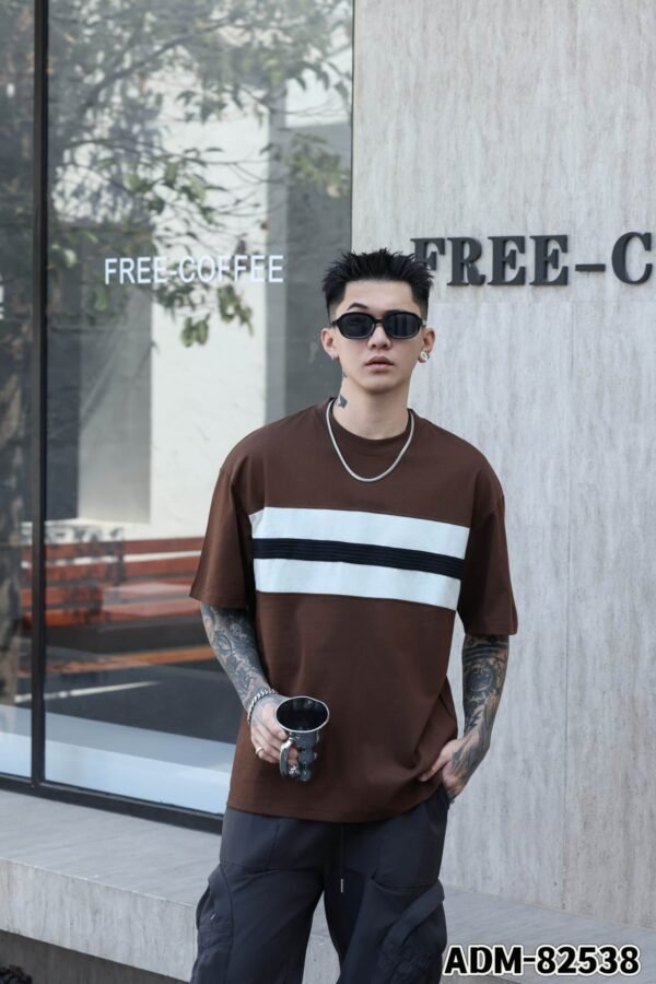 ADM New Contrast Panel Tape Trim T-shirt 82538 - 200gsm Premium Cotton | Streetwear Wholesale (4 Colors) - Image 7