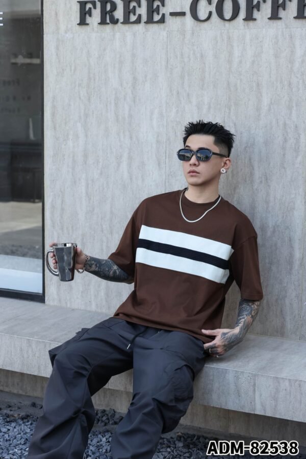 ADM New Contrast Panel Tape Trim T-shirt 82538 - 200gsm Premium Cotton | Streetwear Wholesale (4 Colors) - Image 6