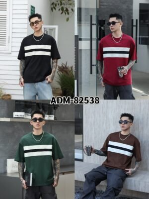 ADM New Contrast Panel Tape Trim T-shirt 82538 - 200gsm Premium Cotton | Streetwear Wholesale (4 Colors)