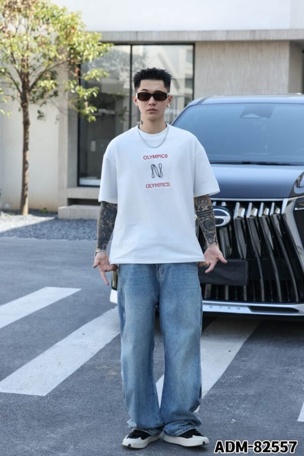 ADM New Raised Bridge Embroidery T-shirt 82557 - 200gsm Premium Cotton | Streetwear Wholesale (3 Colors) - Image 7