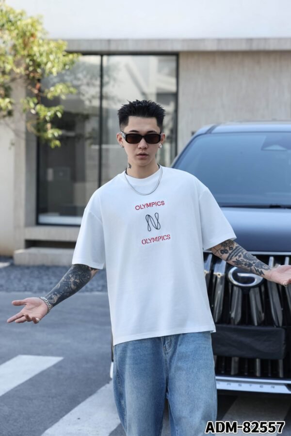 ADM New Raised Bridge Embroidery T-shirt 82557 - 200gsm Premium Cotton | Streetwear Wholesale (3 Colors) - Image 6