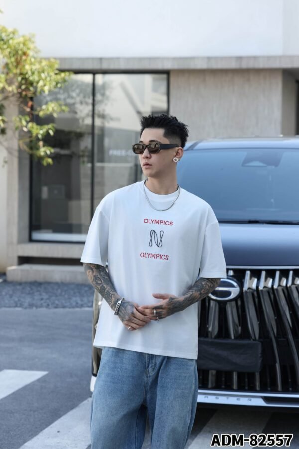 ADM New Raised Bridge Embroidery T-shirt 82557 - 200gsm Premium Cotton | Streetwear Wholesale (3 Colors) - Image 5
