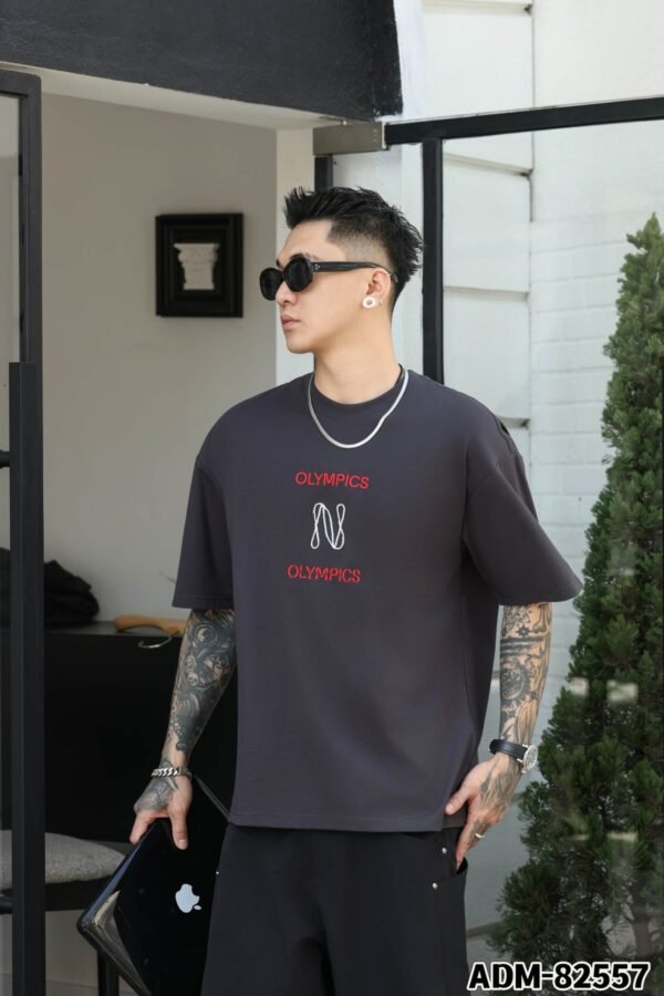 ADM New Raised Bridge Embroidery T-shirt 82557 - 200gsm Premium Cotton | Streetwear Wholesale (3 Colors) - Image 3