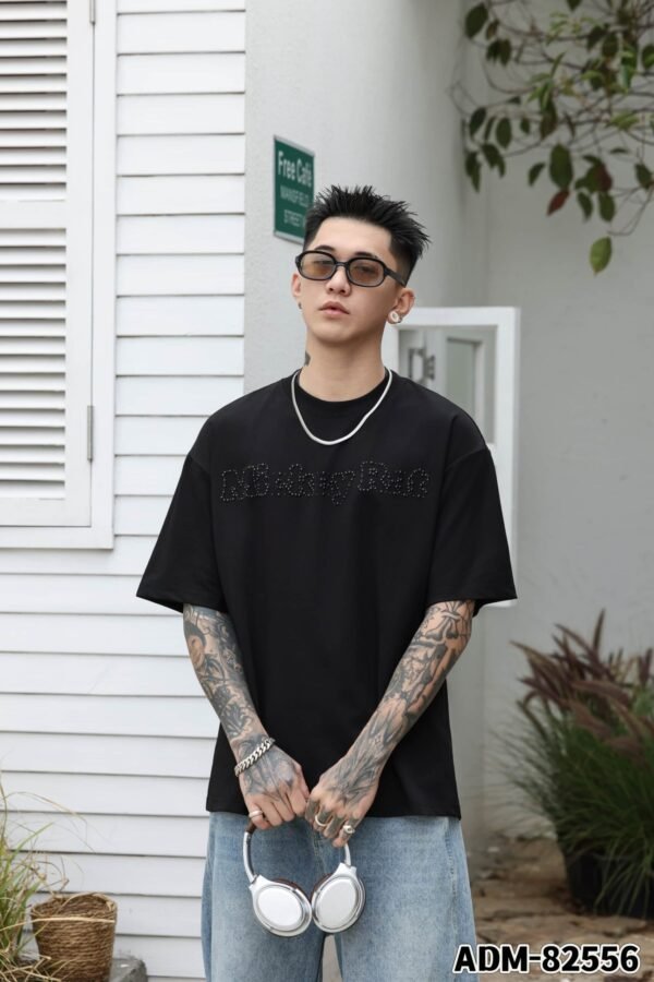ADM New Crystal Embellished Cotton T-shirt 82556 - 200gsm Premium Streetwear | Wholesale (3 Colors) - Image 3