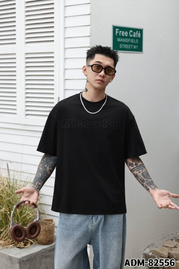 ADM New Crystal Embellished Cotton T-shirt 82556 - 200gsm Premium Streetwear | Wholesale (3 Colors) - Image 2