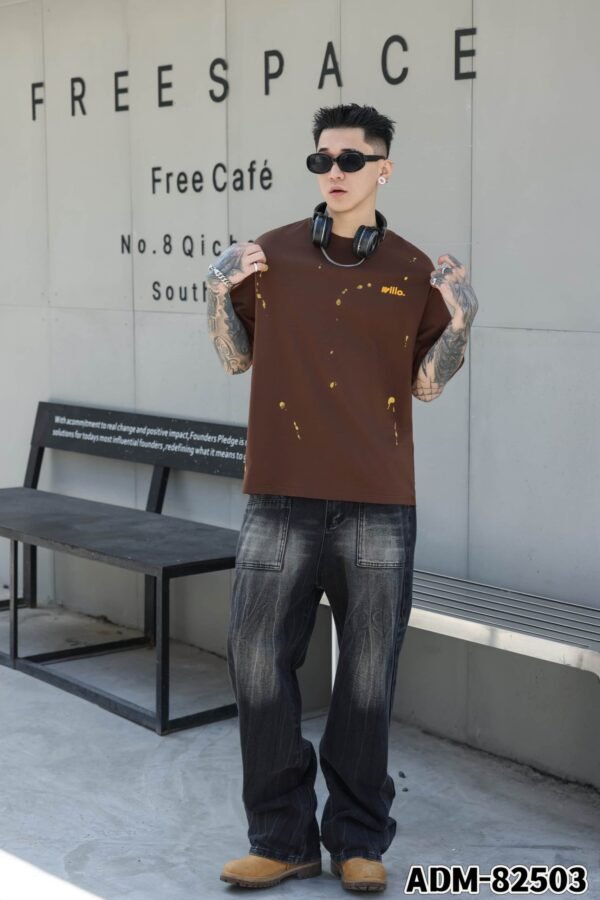 ADM New 3D Embroidered Splatter T-shirt 82503 - 200gsm Cotton | Urban Streetwear Wholesale (4 Colors) - Image 12