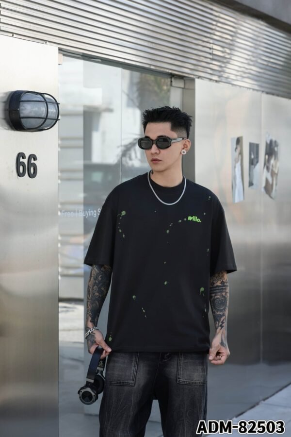 ADM New 3D Embroidered Splatter T-shirt 82503 - 200gsm Cotton | Urban Streetwear Wholesale (4 Colors) - Image 9