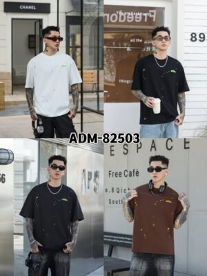 ADM New 3D Embroidered Splatter T-shirt 82503 - 200gsm Cotton | Urban Streetwear Wholesale (4 Colors)