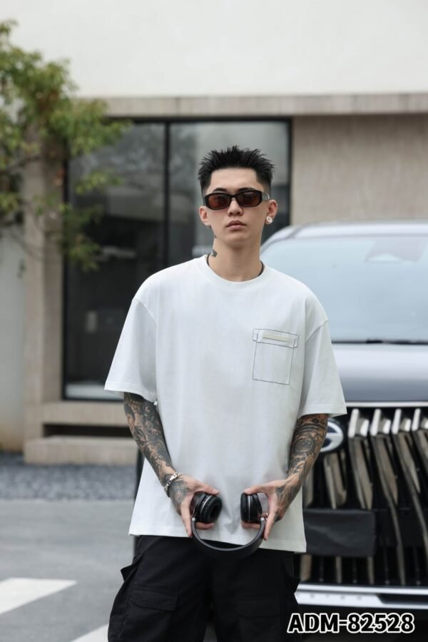 ADM New Embroidered Pocket T-shirt 82528 - 200gsm Premium Cotton | Streetwear Wholesale (4 Colors) - Image 2