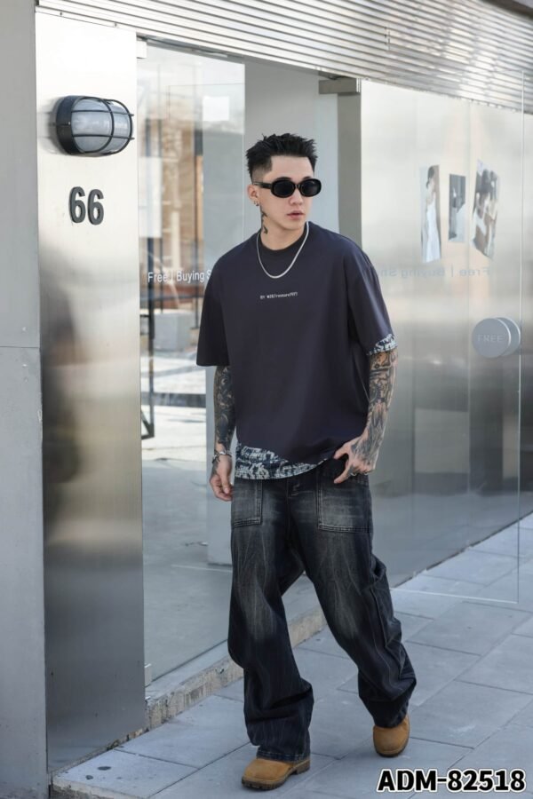 ADM New Patchwork Cotton T-shirt 82518 - 200gsm Premium Streetwear | Wholesale (4 Colors) - Image 11